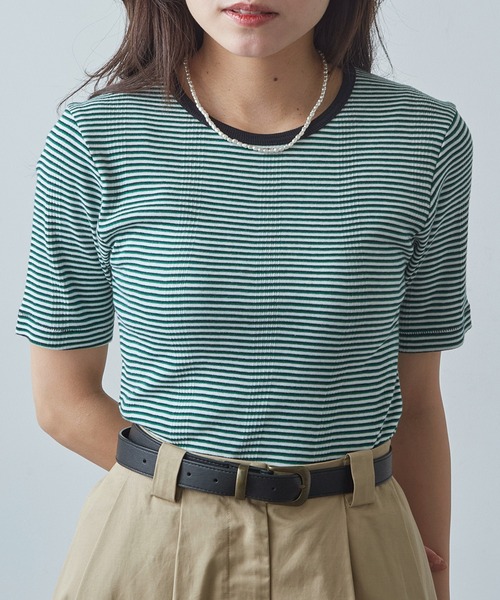 MILLER(ミラー)の「【Robert P. Miller】クルーネックTシャツ RM211-248(Tシャツ/カットソー・レディース・ブルー/アイボリー/グリーン/ブラウン/レッド/ネイビー/パープル/ブラック/オレンジ/ダークグレー/バーガンディー/ライトグレー/ピンク/イエロー/その他2/その他3/その他4/その他7/マルチ/その他6/ブルー系その他2/レッド系その他・FREE)」の7枚目の写真
