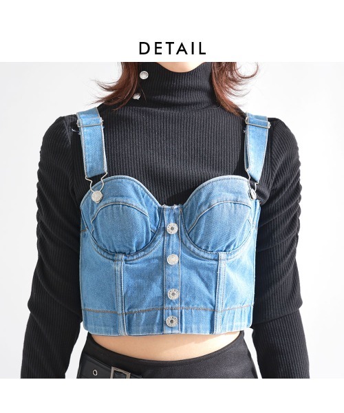 Diable baiser(ディアブルベーゼ)の「デニムビスチェ(キャミソール・レディース・ブルー・LL/LARGE/MEDIUM/SMALL)」の3枚目の写真