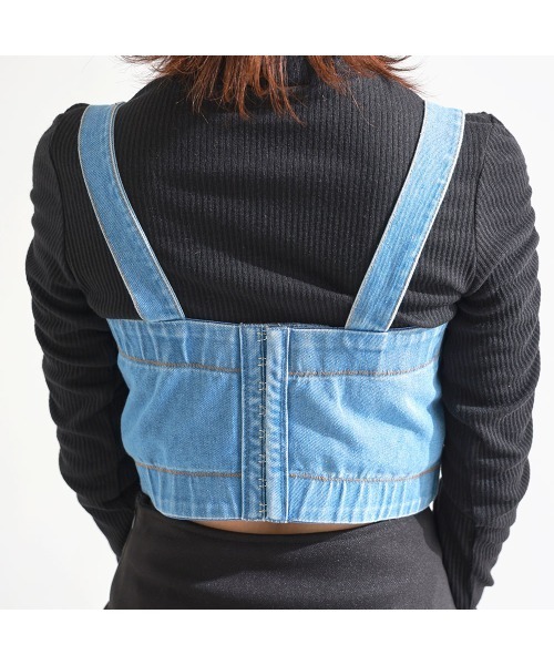 Diable baiser(ディアブルベーゼ)の「デニムビスチェ(キャミソール・レディース・ブルー・LL/LARGE/MEDIUM/SMALL)」の4枚目の写真
