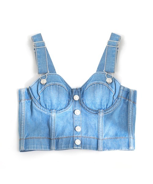 Diable baiser(ディアブルベーゼ)の「デニムビスチェ(キャミソール・レディース・ブルー・LL/LARGE/MEDIUM/SMALL)」の6枚目の写真