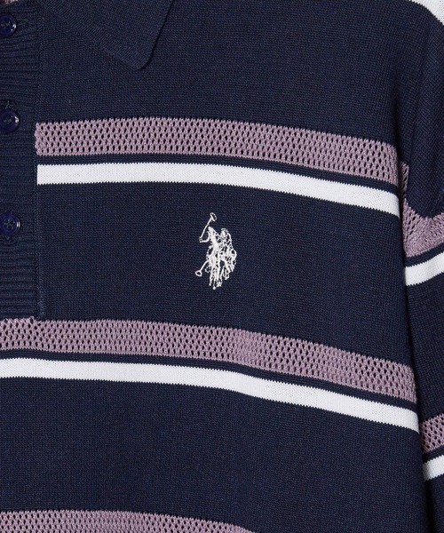 U.S. POLO ASSN.(ユーエスポロアッスン)の「U.S. POLO ASSN./ユーエスポロアッスン ニットポロシャツ(ポロシャツ・メンズ・ライトベージュ/ネイビー・LL/M/L)」の4枚目の写真