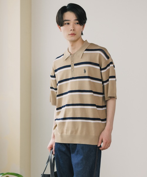 U.S. POLO ASSN.(ユーエスポロアッスン)の「U.S. POLO ASSN./ユーエスポロアッスン ニットポロシャツ(ポロシャツ・メンズ・ライトベージュ/ネイビー・LL/M/L)」の9枚目の写真
