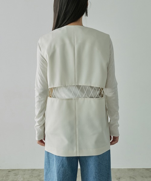 LE CIEL BLEU（ルシェルブルー）の「レースアップジレ / Lace-up Gilet（テーラードジャケット・レディース・ホワイト/ブラック・36）」の7枚目の写真