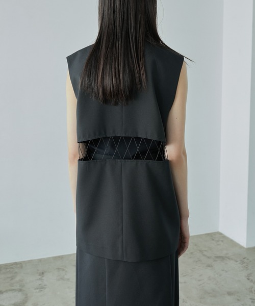 LE CIEL BLEU（ルシェルブルー）の「レースアップジレ / Lace-up Gilet（テーラードジャケット・レディース・ホワイト/ブラック・36）」の16枚目の写真