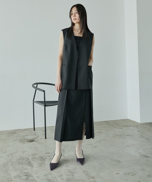LE CIEL BLEU（ルシェルブルー）の「レースアップジレ / Lace-up Gilet（テーラードジャケット・レディース・ホワイト/ブラック・36）」の12枚目の写真