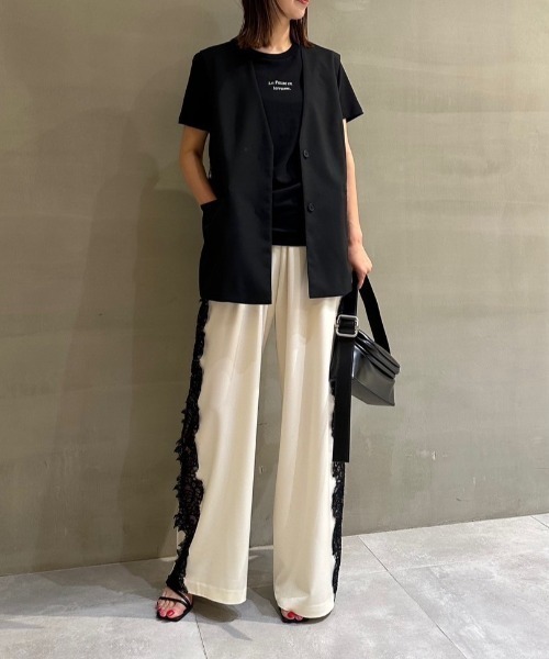 LE CIEL BLEU（ルシェルブルー）の「レースアップジレ / Lace-up Gilet（テーラードジャケット・レディース・ホワイト/ブラック・36）」の21枚目の写真