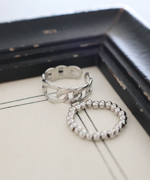 LEPSIM（レプシィム）の「ステンレス2Pリング　114079（リング・レディース・シルバー/シルバー系その他/ゴールド・ONE SIZE）」の2枚目の写真