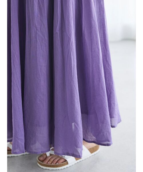Drawer シルクコットンギャザースカート 紫 40 Drawer（ドゥロワー）の「Drawer シルクコットンギャザー