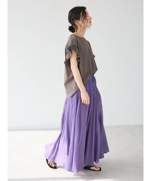 CRAFT STANDARD BOUTIQUE（クラフトスタンダードブティック）の「コットンボイルギャザースカート（スカート・レディース・パープル/イエロー/オレンジ/チャコールグレー/グレイッシュベージュ/グリーン・FREE）」の8枚目の写真