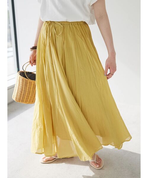 CRAFT STANDARD BOUTIQUE（クラフトスタンダードブティック）の「コットンボイルギャザースカート（スカート・レディース・パープル/イエロー/オレンジ/チャコールグレー/グレイッシュベージュ/グリーン・FREE）」の9枚目の写真