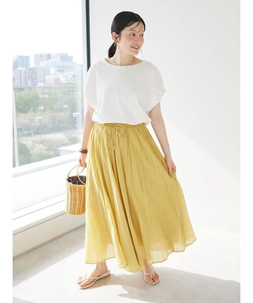 CRAFT STANDARD BOUTIQUE（クラフトスタンダードブティック）の「コットンボイルギャザースカート（スカート・レディース・パープル/イエロー/オレンジ/チャコールグレー/グレイッシュベージュ/グリーン・FREE）」の12枚目の写真