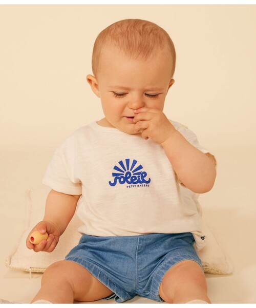 PETIT BATEAU(プチバトー)の「プリント半袖Tシャツ(Tシャツ/カットソー・キッズ・ホワイト・12MONTH/18MONTH/24MONTH/36MONTH)」の1枚目の写真