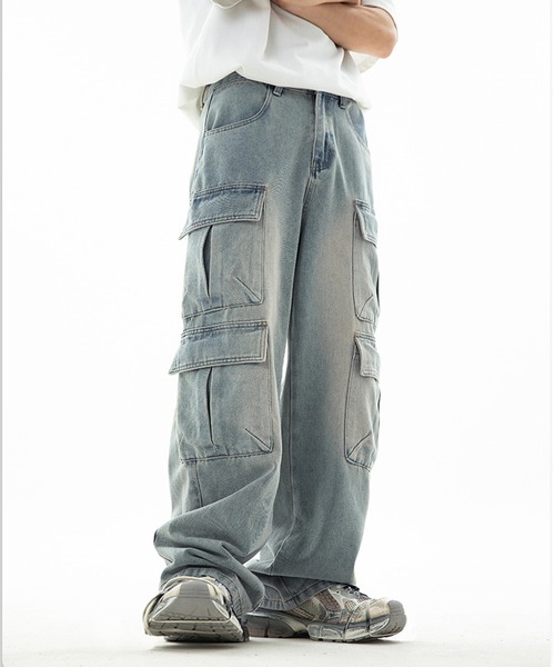 aimoha（アイモハ）の「aimoha outdoor ユニセックス　 デニムビンテージポケットパンツ（デニムパンツ・レディース・ブラック/ライトブルー・MEDIUM/LARGE/X-LARGE）」の7枚目の写真