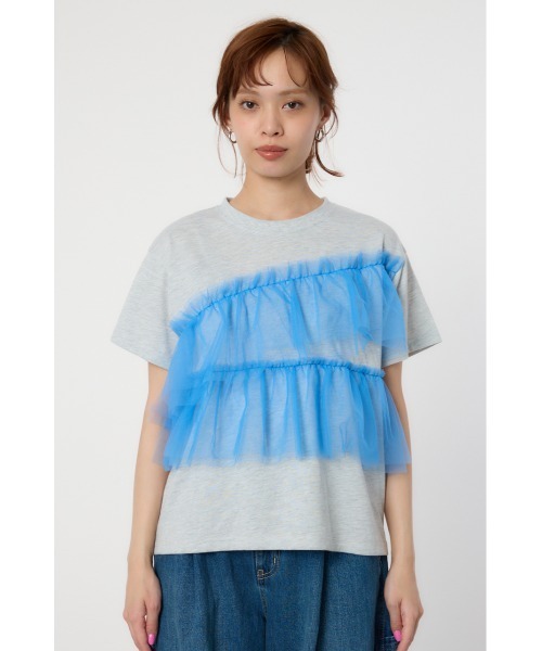 RODEO CROWNS WIDE BOWL（ロデオクラウンズワイドボウル）の「チュールドッキングＴシャツ（Tシャツ/カットソー・レディース・ブルー/ブラック/ホワイト・FREE）」の12枚目の写真