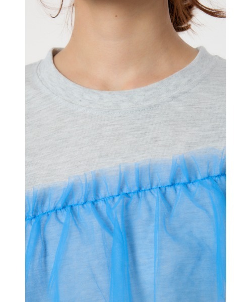 RODEO CROWNS WIDE BOWL（ロデオクラウンズワイドボウル）の「チュールドッキングＴシャツ（Tシャツ/カットソー・レディース・ブルー/ブラック/ホワイト・FREE）」の9枚目の写真