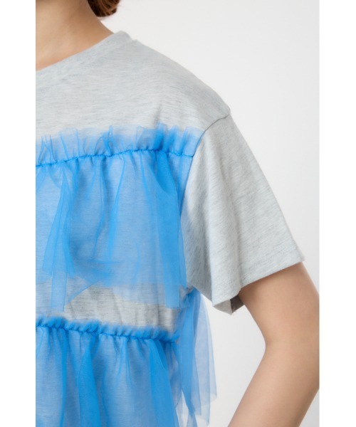 RODEO CROWNS WIDE BOWL（ロデオクラウンズワイドボウル）の「チュールドッキングＴシャツ（Tシャツ/カットソー・レディース・ブルー/ブラック/ホワイト・FREE）」の8枚目の写真