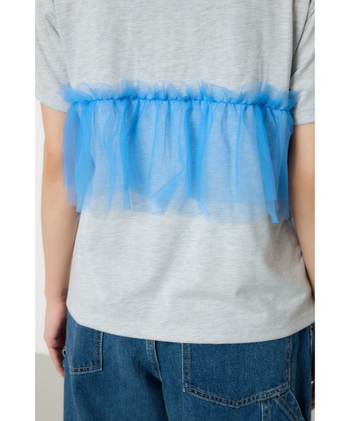 RODEO CROWNS WIDE BOWL（ロデオクラウンズワイドボウル）の「チュールドッキングＴシャツ（Tシャツ/カットソー・レディース・ブルー/ブラック/ホワイト・FREE）」の7枚目の写真