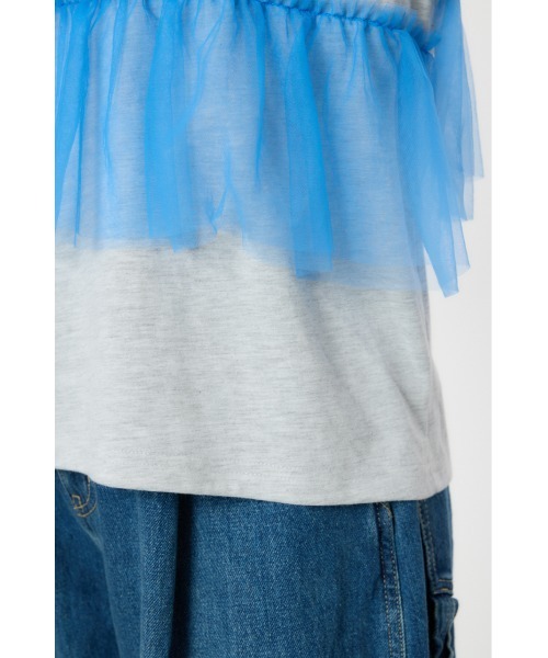 RODEO CROWNS WIDE BOWL（ロデオクラウンズワイドボウル）の「チュールドッキングＴシャツ（Tシャツ/カットソー・レディース・ブルー/ブラック/ホワイト・FREE）」の6枚目の写真