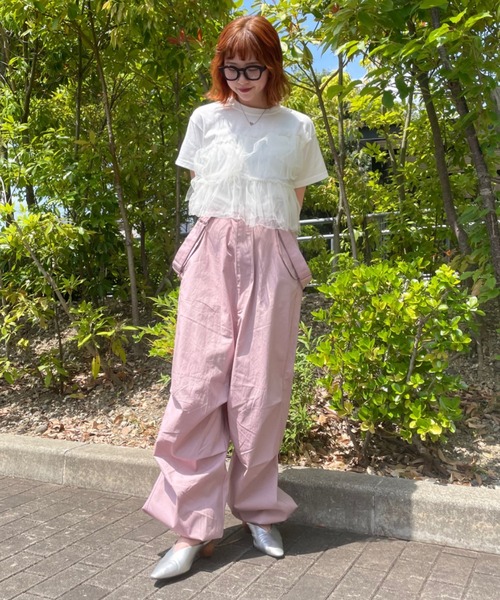 RODEO CROWNS WIDE BOWL（ロデオクラウンズワイドボウル）の「チュールドッキングＴシャツ（Tシャツ/カットソー・レディース・ブルー/ブラック/ホワイト・FREE）」の18枚目の写真