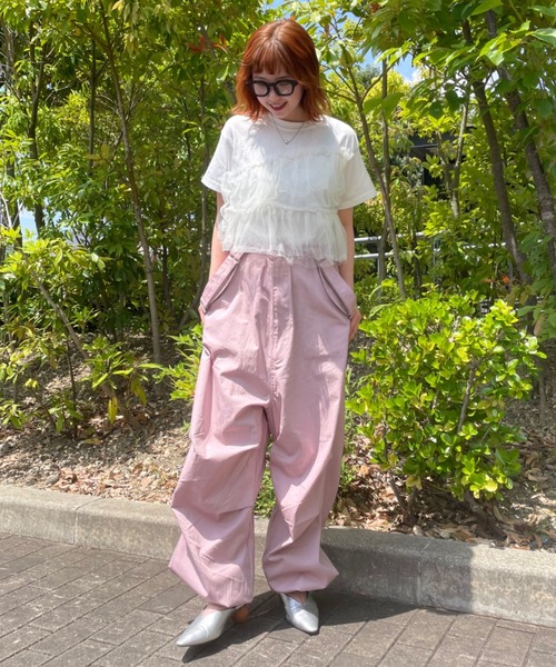 RODEO CROWNS WIDE BOWL（ロデオクラウンズワイドボウル）の「チュールドッキングＴシャツ（Tシャツ/カットソー・レディース・ブルー/ブラック/ホワイト・FREE）」の19枚目の写真