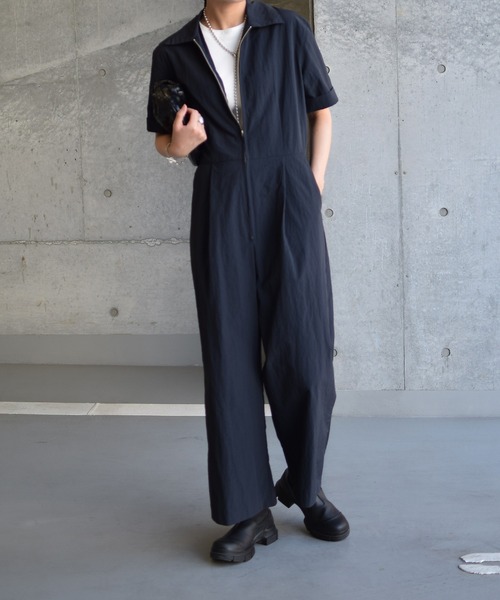 Marient（マリエント）の「ジップジャンプスーツ／サロペット（サロペット/オーバーオール・レディース・チャコール/ネイビー・FREE）」の2枚目の写真