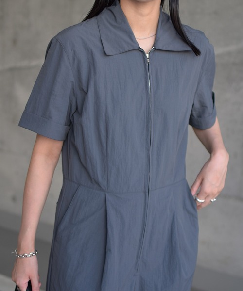 Marient（マリエント）の「ジップジャンプスーツ／サロペット（サロペット/オーバーオール・レディース・チャコール/ネイビー・FREE）」の4枚目の写真