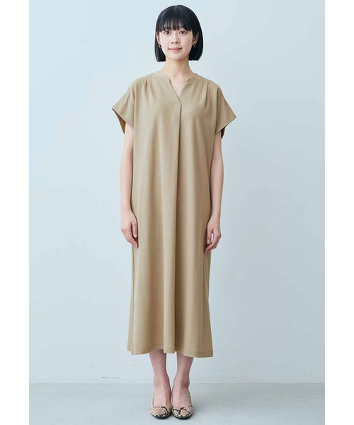 IEDIT(イディット)の「IEDIT 抗菌防臭・吸汗速乾・接触冷感・UVケア フレンチスリーブわきシェードかのこカットソーワンピース(ワンピース・レディース・ベージュ/ブラック/ネイビー・XXX-LARGE/XX-LARGE/X-LARGE/LARGE/MEDIUM/NM)」の7枚目の写真