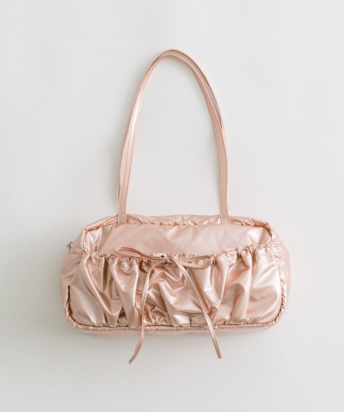 OLIVE des OLIVE(オリーブデオリーブ)の「ドロストボストンバッグ(ショルダーバッグ・レディース・シルバー/ピンク/サックスブルー/オフホワイト・FREE)」の1枚目の写真