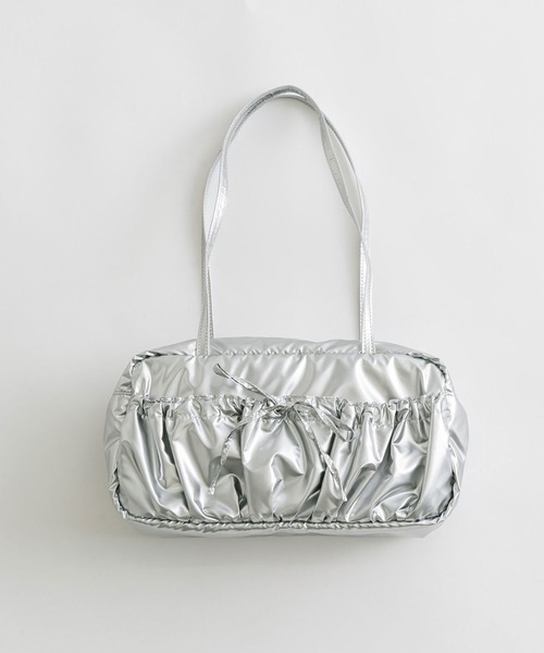 OLIVE des OLIVE(オリーブデオリーブ)の「ドロストボストンバッグ(ショルダーバッグ・レディース・シルバー/ピンク/サックスブルー/オフホワイト・FREE)」の2枚目の写真