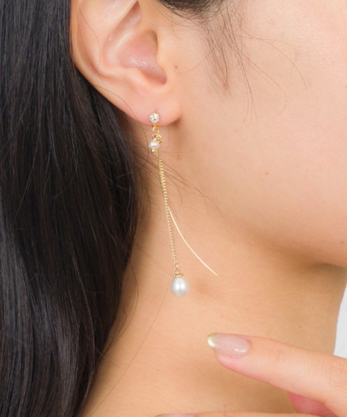 セール】【VEENA 1921】揺れるチェーンピアス パールピアス（ピアス