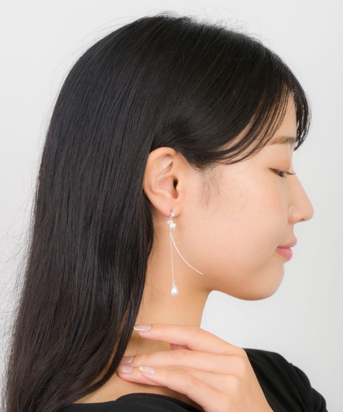 【1048】ピアス セール】【VEENA 1921】揺れるチェーンピアス パールピアス（ピアス