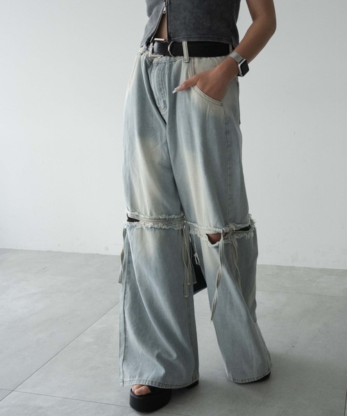 dispark（ディスパーク）の「DISPARK/スリットダメージルーズデニム（デニムパンツ・レディース・ブルー系1/ブラック・LARGE/MEDIUM/SMALL）」の12枚目の写真