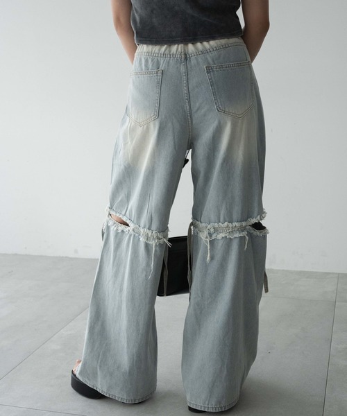 dispark（ディスパーク）の「DISPARK/スリットダメージルーズデニム（デニムパンツ・レディース・ブルー系1/ブラック・LARGE/MEDIUM/SMALL）」の11枚目の写真