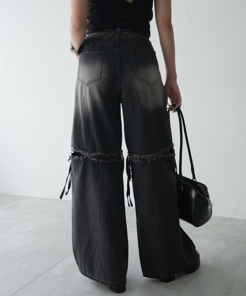 dispark（ディスパーク）の「DISPARK/スリットダメージルーズデニム（デニムパンツ・レディース・ブルー系1/ブラック・LARGE/MEDIUM/SMALL）」の6枚目の写真