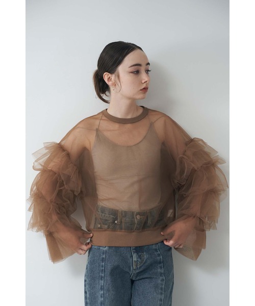 ラッフルチュールトップス（Tシャツ/カットソー）｜Limue