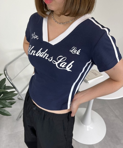 sevens(セブンズ)の「【sevens】ユニフォームちびティシャツ(Tシャツ/カットソー・レディース・ネイビー/ホワイト/ブラック・FREE)」の3枚目の写真