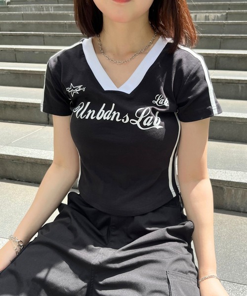 sevens(セブンズ)の「【sevens】ユニフォームちびティシャツ(Tシャツ/カットソー・レディース・ネイビー/ホワイト/ブラック・FREE)」の4枚目の写真