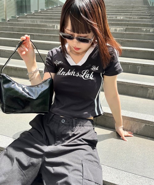 sevens(セブンズ)の「【sevens】ユニフォームちびティシャツ(Tシャツ/カットソー・レディース・ネイビー/ホワイト/ブラック・FREE)」の5枚目の写真