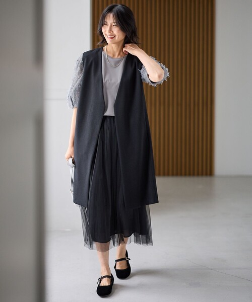 ANY（エニィ）の「ロングジレ（ベスト・レディース・ブラック系/グレー系/黄土色系・F）」の9枚目の写真