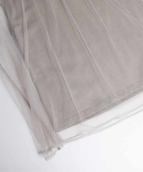 AMELY(エミリー)の「チュールシースルートップス(Tシャツ/カットソー・レディース・ブラック/グレイッシュベージュ/ホワイト・フリー)」の9枚目の写真