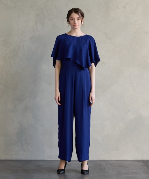 ケープ付きマルチWAYストレートパンツオールインワンパーティードレス
