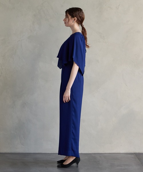 ケープ付きマルチWAYストレートパンツオールインワンパーティードレス