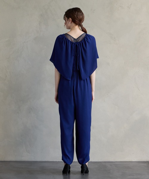 ケープ付きマルチWAYストレートパンツオールインワンパーティードレス