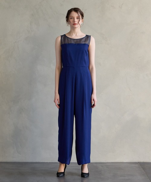 ケープ付きマルチWAYストレートパンツオールインワンパーティードレス