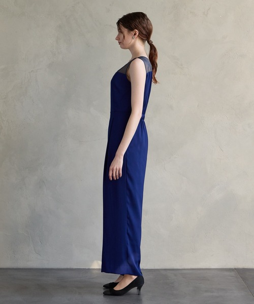 ケープ付きマルチWAYストレートパンツオールインワンパーティードレス