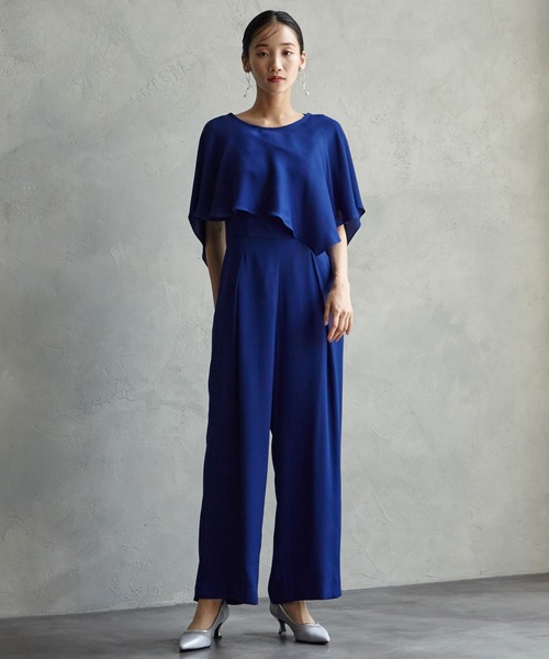 ケープ付きマルチWAYストレートパンツオールインワンパーティードレス
