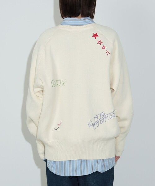 ニット セーター スウェットライク ロゴ ニットプルオーバー レディース BEAMS HEART ニット セーター スウェットライク ロゴ ニットプル