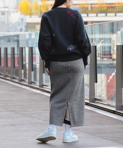 ニット セーター スウェットライク ロゴ ニットプルオーバー レディース BEAMS HEART ニット セーター スウェットライク ロゴ ニットプル