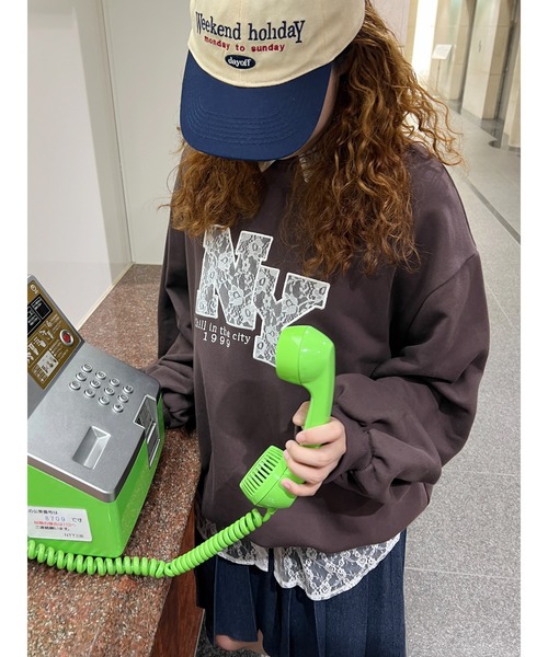 WC（ダブル シー）の「レースワッペンビッグスウェット（スウェット・レディース・チャコールグレー/ブラウン/ワインレッド・FREE）」の9枚目の写真