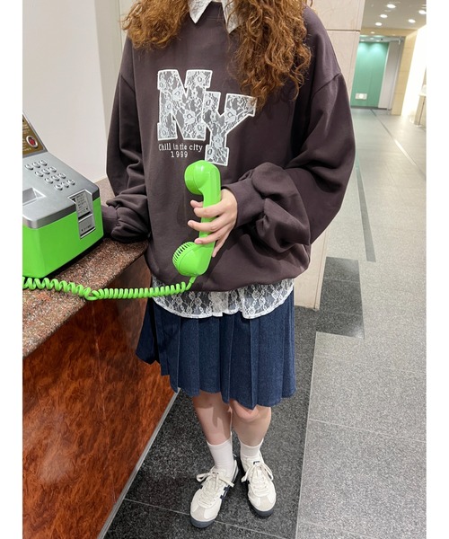 WC（ダブル シー）の「レースワッペンビッグスウェット（スウェット・レディース・チャコールグレー/ブラウン/ワインレッド・FREE）」の10枚目の写真